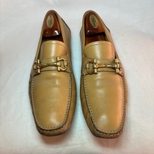 Salvatore Ferragamo Mens Gancini Bit Loafers Tan Leather Driving Shoes 9.5 EE