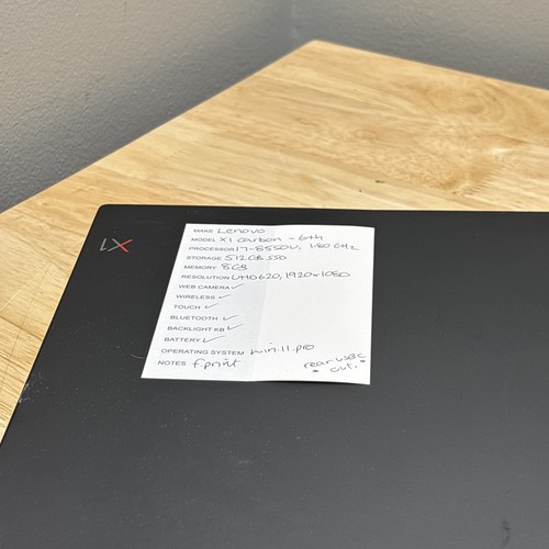 ThinkPad X1 Carbon 6th Gen Core i7-8550U 1.80Ghz 8GB 512GB SSD WCam Touch W11P - Picture 6 of 12