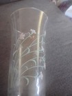 Clear Vase With Pink Carnations Hand  Painted 8 1/2" X 4 1/4" W — photo 1
