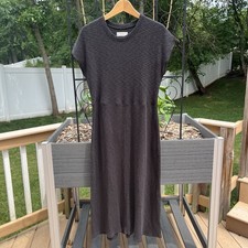 Everlane Women’s Rib Knit Cap Sleeve Midi Dress Black Size XL Organic Cotton