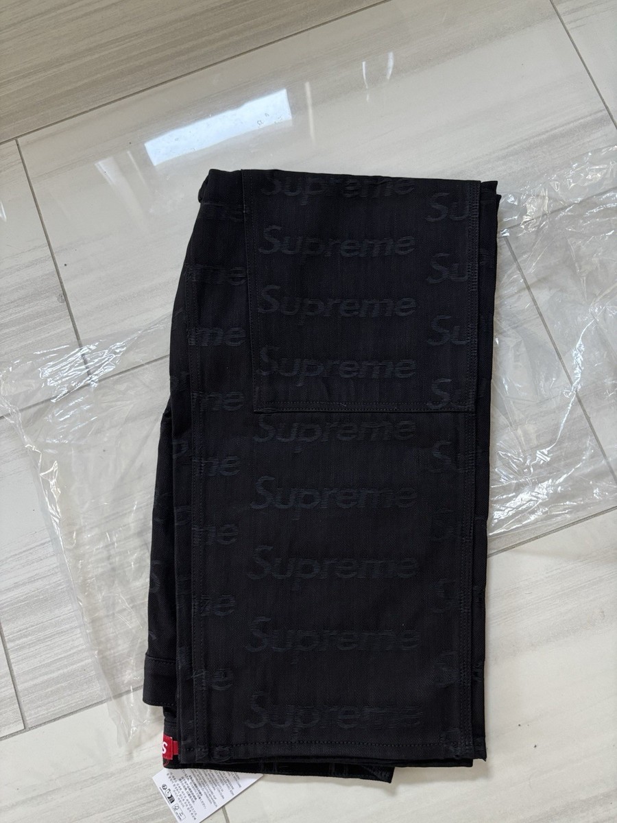 Supreme Jacquard Logos Double Knee Denim Painter Jean Black Size