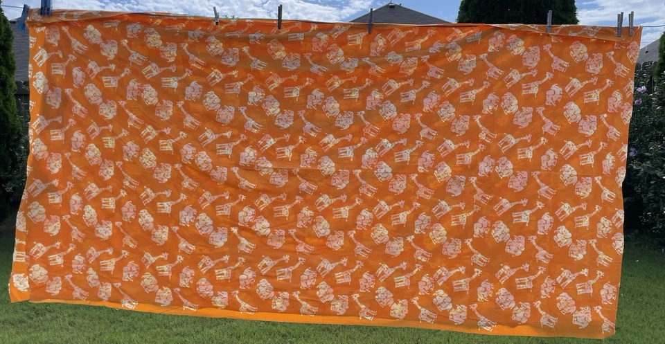 Batik Bloque Amarillo/Naranja Jirafas Elefantes Algodón 4 Yardas 25 In Tela Acolchado Foto 4 de 4