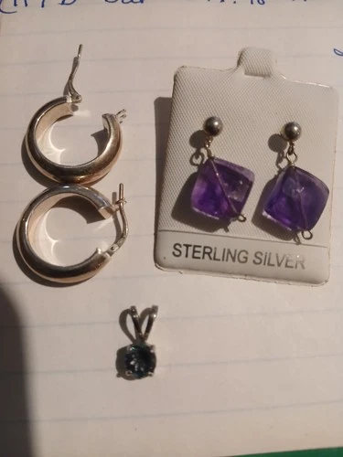 Vintage Sterling Silver Lot of 3 Pendant Ear Rings