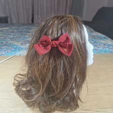Preview of Innocent World IW Charm Satin Twin Ribbon Clip | Bordeaux | Classic Lolita