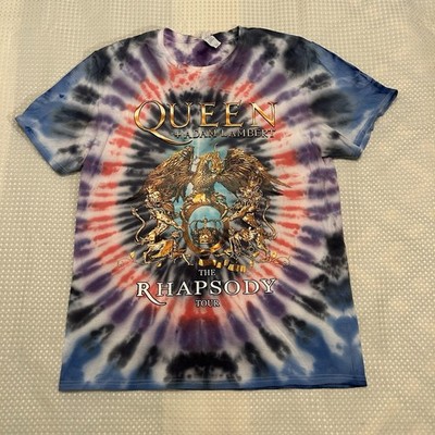 QUEEN & ADAM LAMBERT - THE RHAPSODY TOUR TYE DYE COTTON T-SHIRT SIZE Large