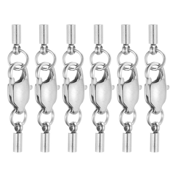 6Er-Set 1,5Mm Leder-Endkappen FüR Silber Mit Krebshaken-image