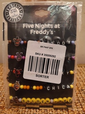 New in Bag FNAF Bioworld Foxy Bonnie Freddy Chica 5 Elastic Bead Bracelet Set