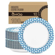 100 Count Disposable Paper Plates 10" Heavy Duty Large Bulk Party Picnic