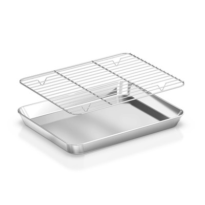 10.5 Inch Stainless Steel Toaster Oven Rack with Cooling Tray Set for Roasting