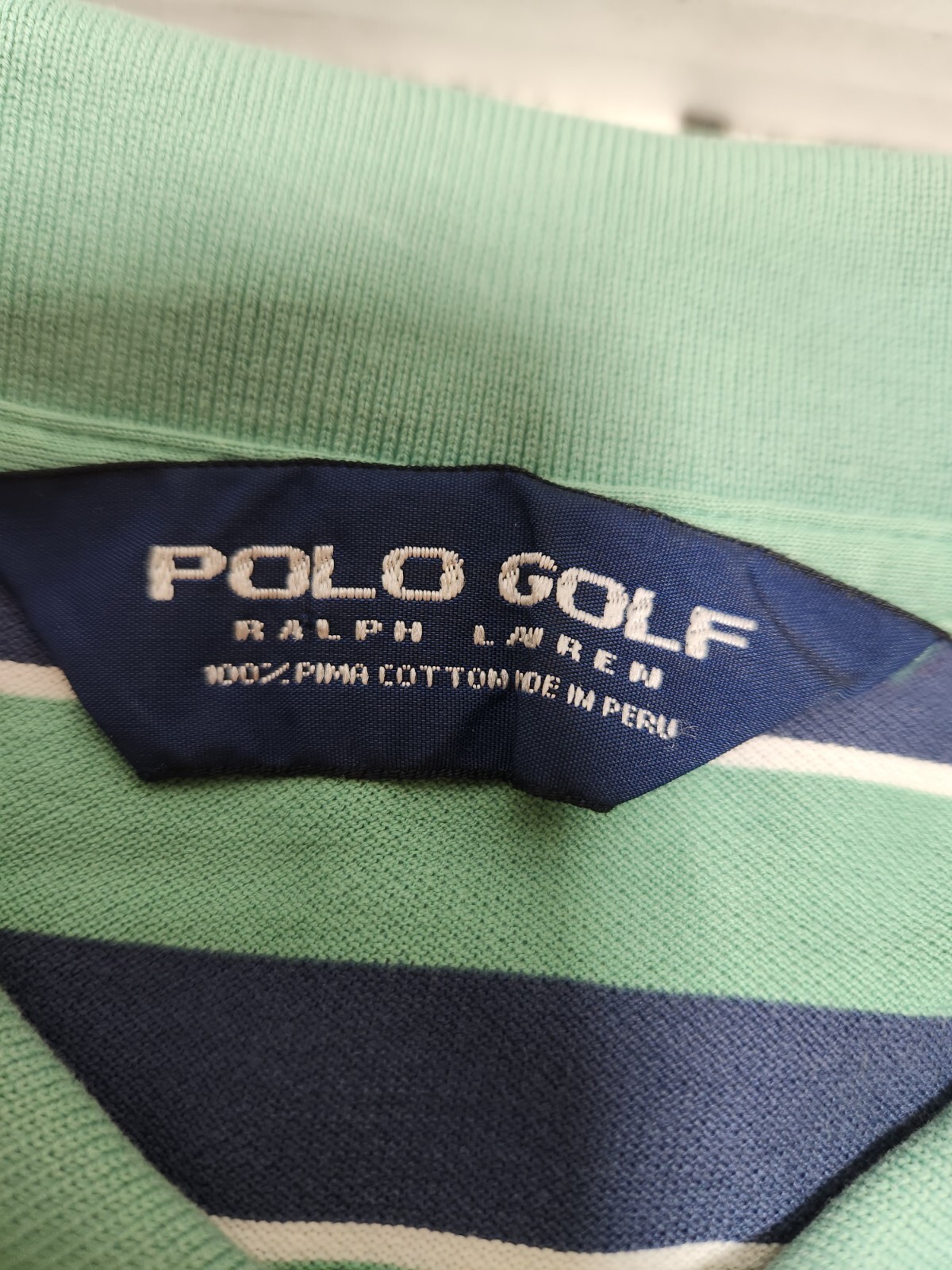 Polo Golf Ralph Lauren Shirt Men’s Large Green And Navy  Pima Cotton thumbnail 2
