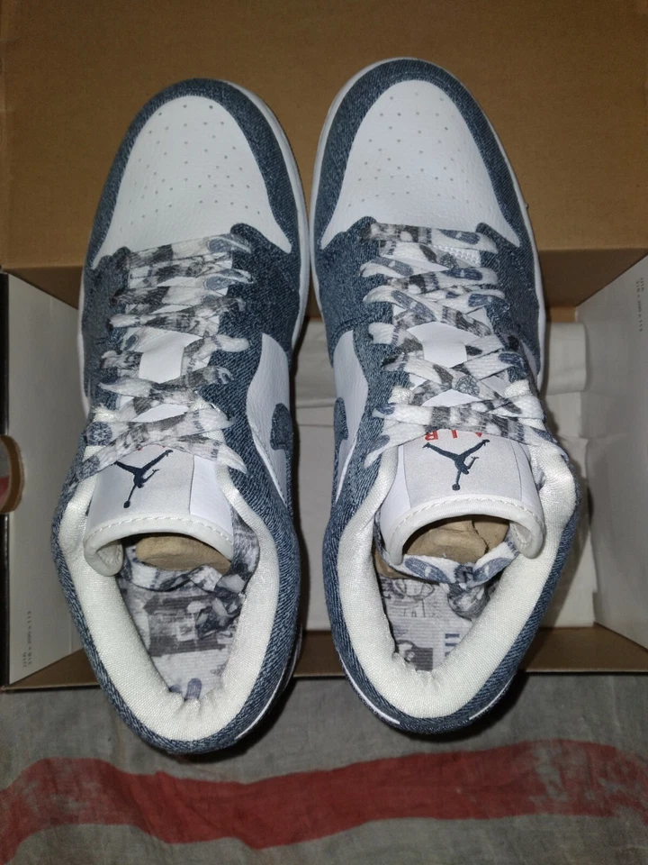 Mujer Air Jordan 1 Retro Bajo CA, Blanco/Denim, 2007. Stock muerto W11/M9,5  Foto 3 de 4