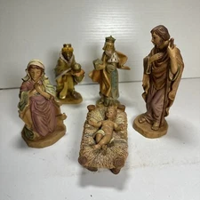 Vintage 5 Piece Nativity Resin Figures Digiovanni Autom Jesus, Mary, Wise Men