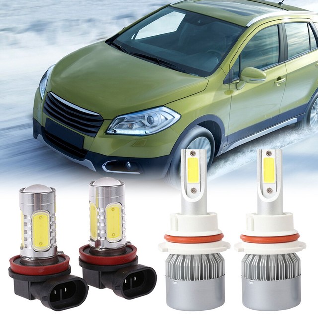 White 9007 LED Headlight+ H11 LED Fog Light High Low Beam For Suzuki