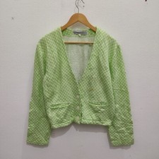 Vintage NORMA KAMALI Fashion Designer Cardigan Checkered Women Green Jacket