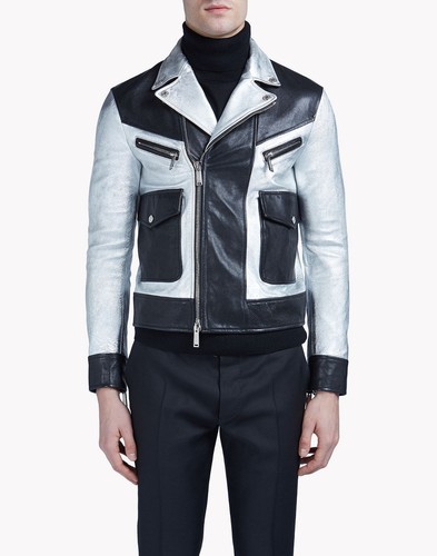 $3495 Designer DSQUARED2 Men's Black Silver Metallic Leather Jacket SOLD OUT - Picture 3 of 8