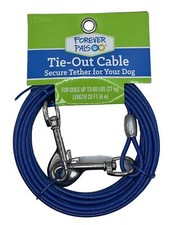 Forever Pals Tie-Out Cable Secure Tether for Dogs up to 60lbs Blue NEW 20 Feet