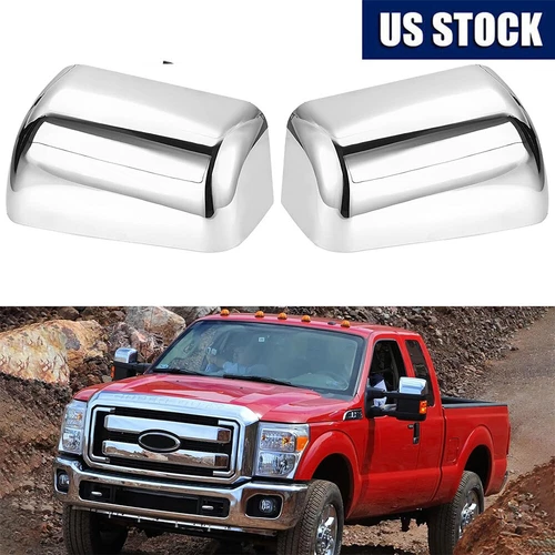 Top Half Chrome Mirror Covers Towing Caps For 2008-2016 Ford F250 F350 F450 F550