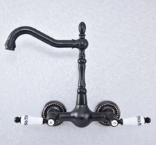 Black Oil Rubbed Brass Kitchen Faucet Bathroom Sink Mixer Tap Wall Mount ssf715
