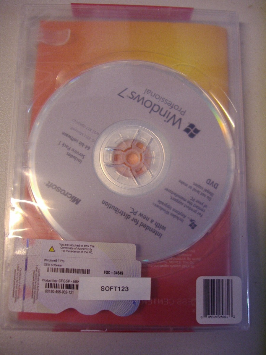 Microsoft Windows 7 Professional 64 bit x64 Full English DVD MS