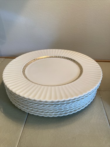 Vintage Lenox feines China kretisches Elfenbein mit goldenem Borte 8 1/2"" Salatteller 8er Set