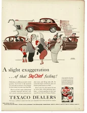 1940 Texaco Sky Chief Gasoline Flying car cartoon comic art Vintage Print Ad