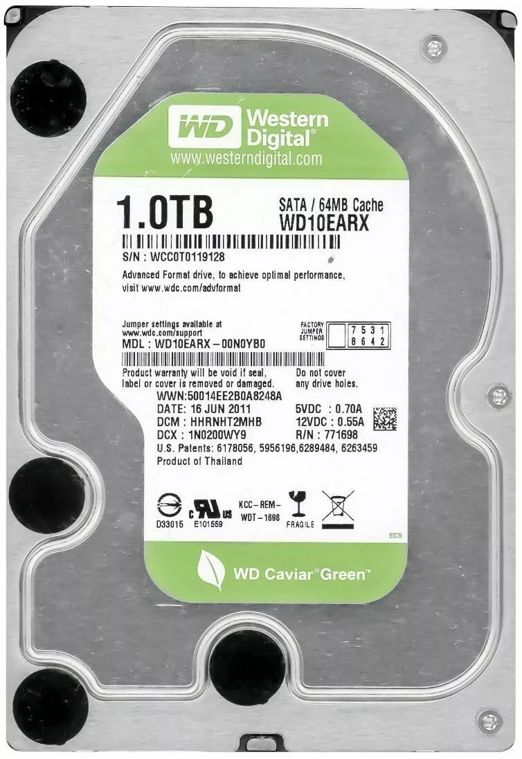 Hard Drive Western Digital WD10EACS 1TB SATA II 7200U/Min 16MB Cache  3.5#039;#039; Inch eBay