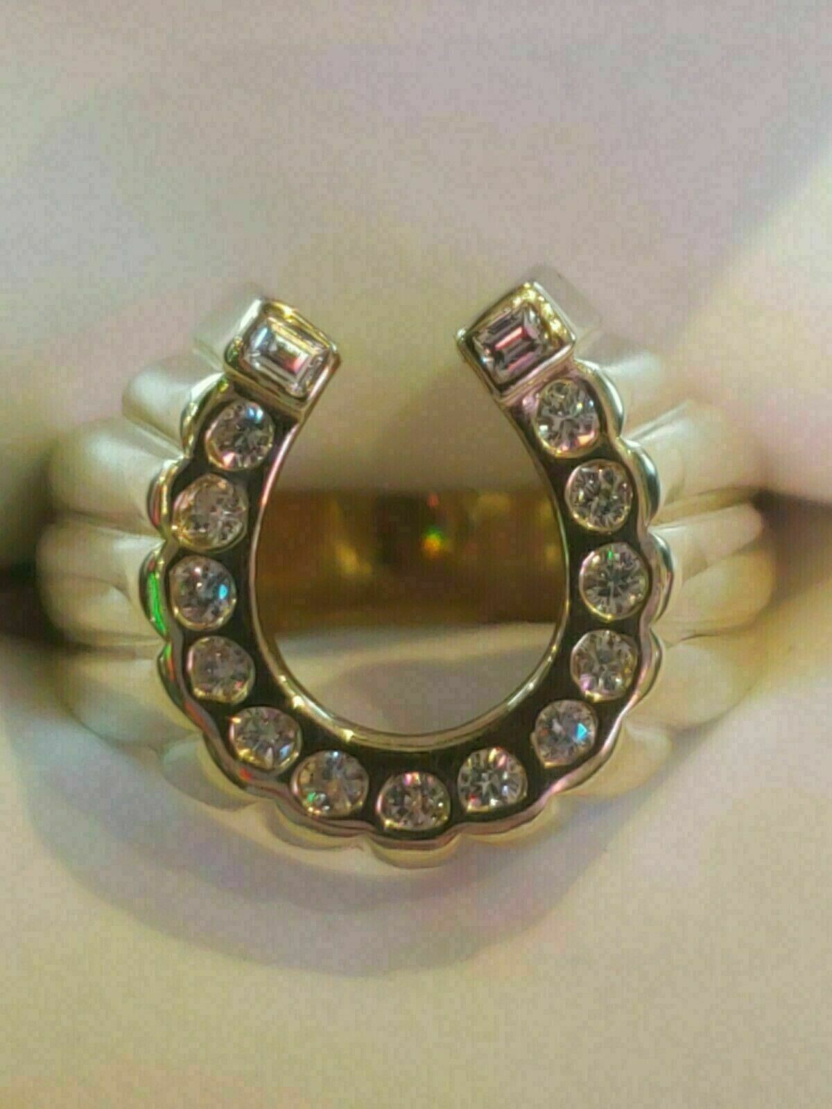 1 Ct Round Simulated Diamond Men's Horseshoe Wedding Ring 14K Yellow ...