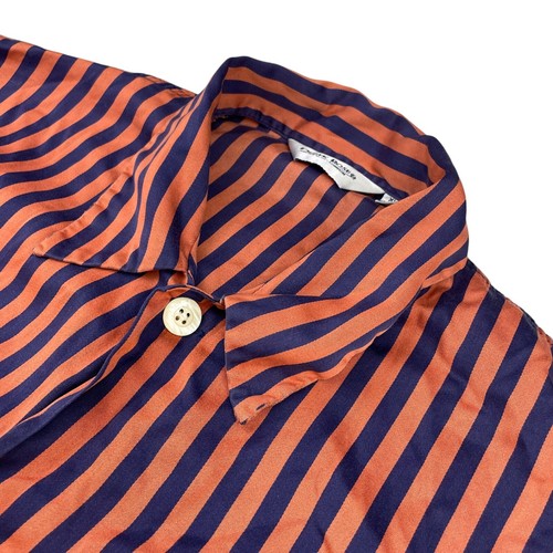 VTG Derek Rose Men's 100% Cotton L/S Button Pajama Top Blue/Orange Stripe • XL