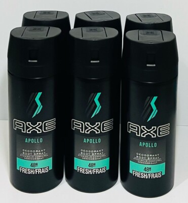 Axe Spray Apollo Men Deodorant Body Spray Fresh 150ml (5 oz) x 6 Pack