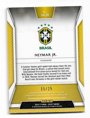 2016-17 Panini Select Soccer Jersey Auto Card : Neymar Jr. #15/25
