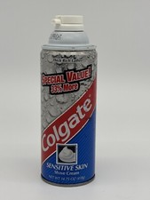 Vtg Colgate Sensitive Skin Shave Cream 14.75 oz Made in USA Blue Can - NEW OLD
