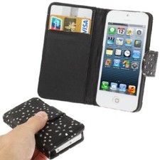 Phone Case Protection Cover Pouch Flip Horizontal For Apple iPhone 5 & 5S Black