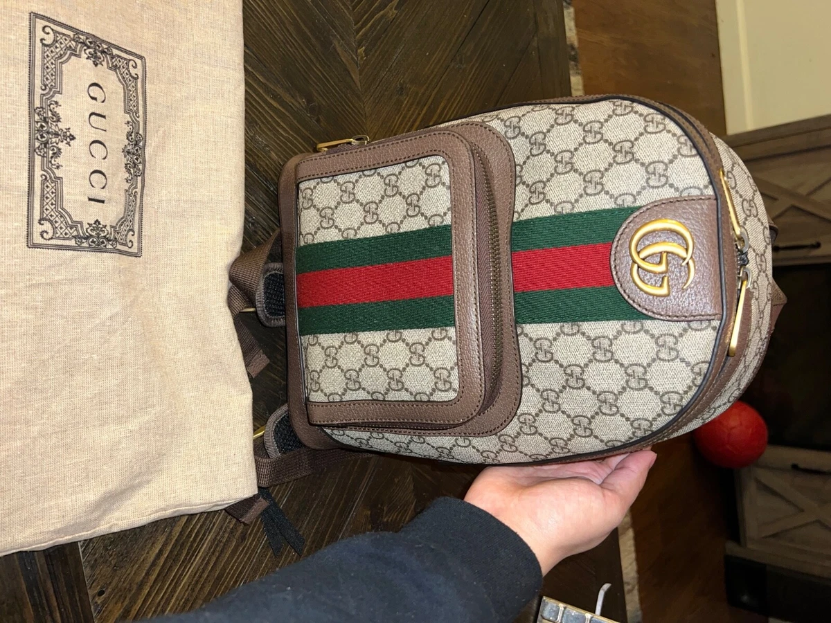 Gucci Ophidia Backpack Small Beige Brown Canvas Leather eBay