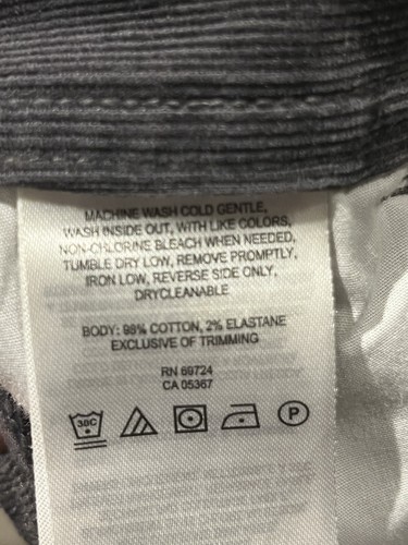 Columbia Corduroy Pants Straight Leg Gray Size 8 Stretch - Picture 8 of 9