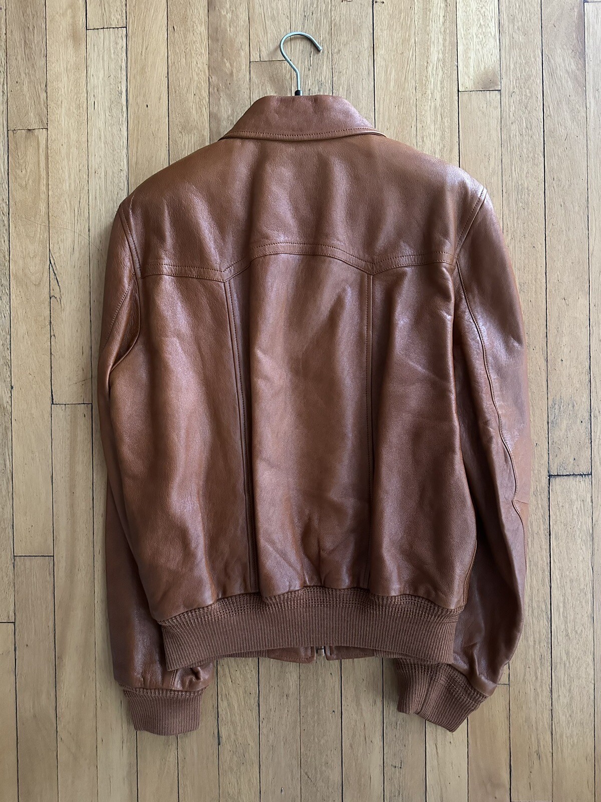 Giacca bomber in pelle marrone cognac Saint Laurent Hedi Slimane FW16 46