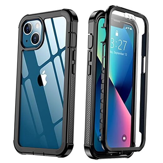 for iPhone 13 Case, [360 Full Body] [Heavy Duty Protection] with Built Black