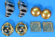Gold Tone Clip on Earrings Lot of 4 Rhinestones