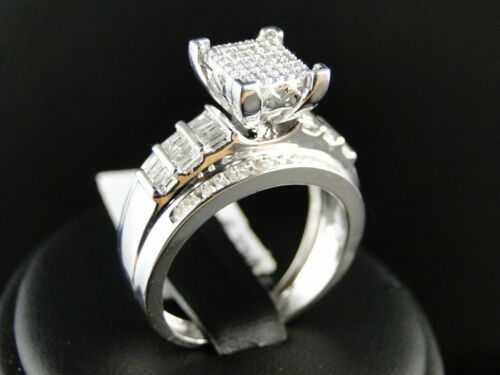 WOMEN 14K WHITE GOLD FINISH SIMULATED DIAMOND ENGAGEMENT BRIDAL WEDDING RING - Picture 6 of 12