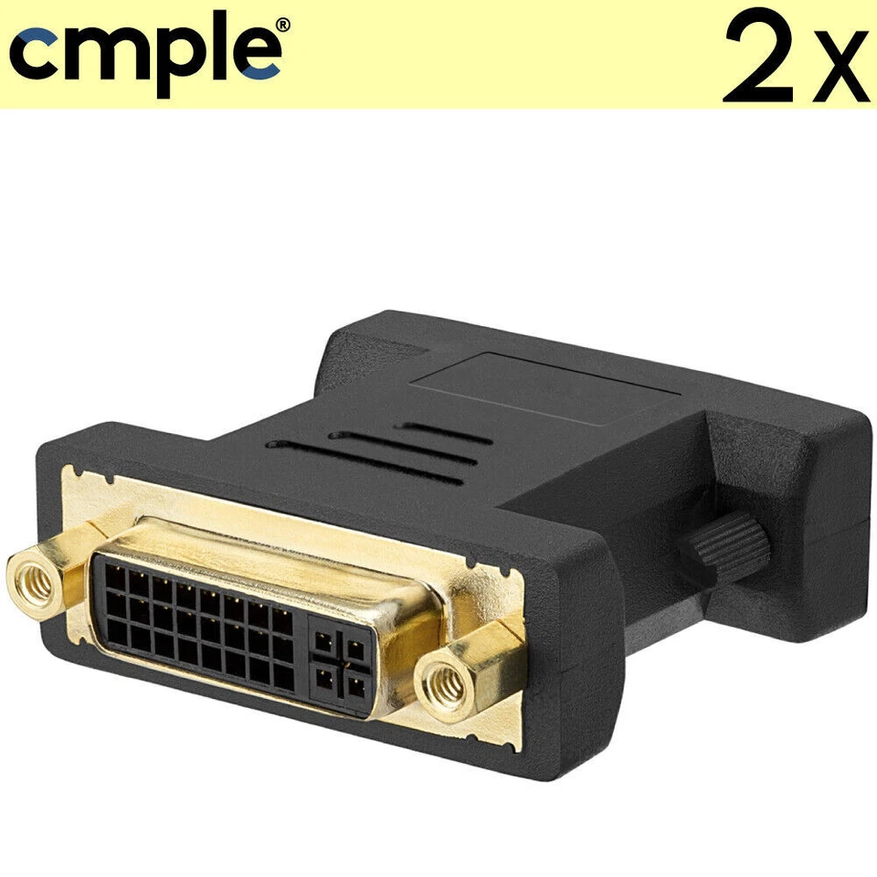 2 x DVI to VGA Adapter DVI-A Analog (24+5) Female to VGA Male PC Monitor Adapter - Image 2 of 4