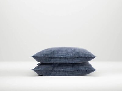 2 Stück Zo! Home Cotton Kissenbezüge 40x80 Lino Urban blue dunkelblau meliert