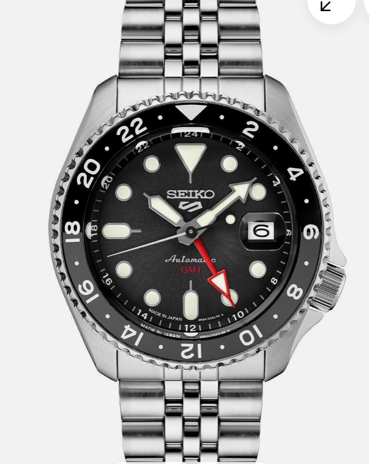 Seiko 5 Five Sports SSK001 J1 GMT Automatic Watch Black Dial Made