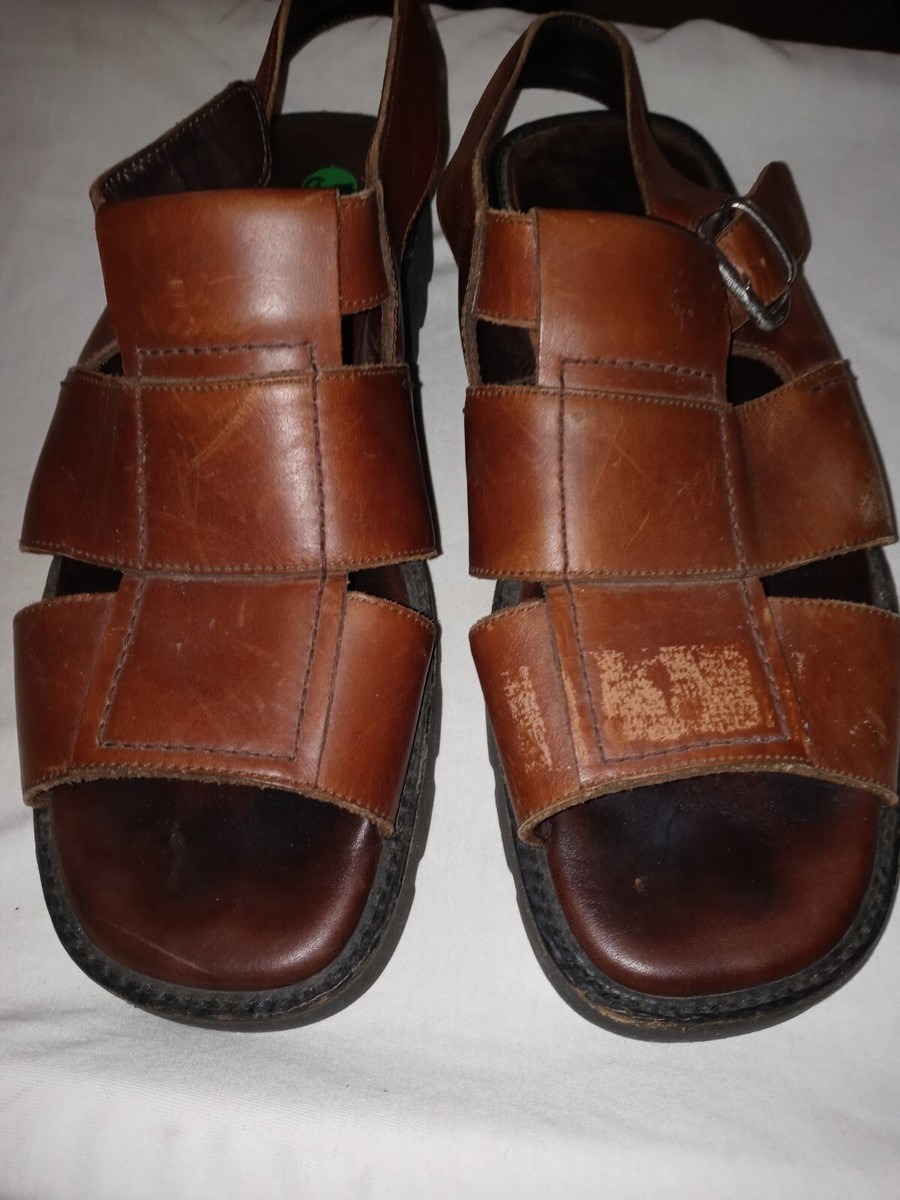 Cole Haan Brown Leather Ankle Strap Buckle Fisherman Sandals  display picture 1