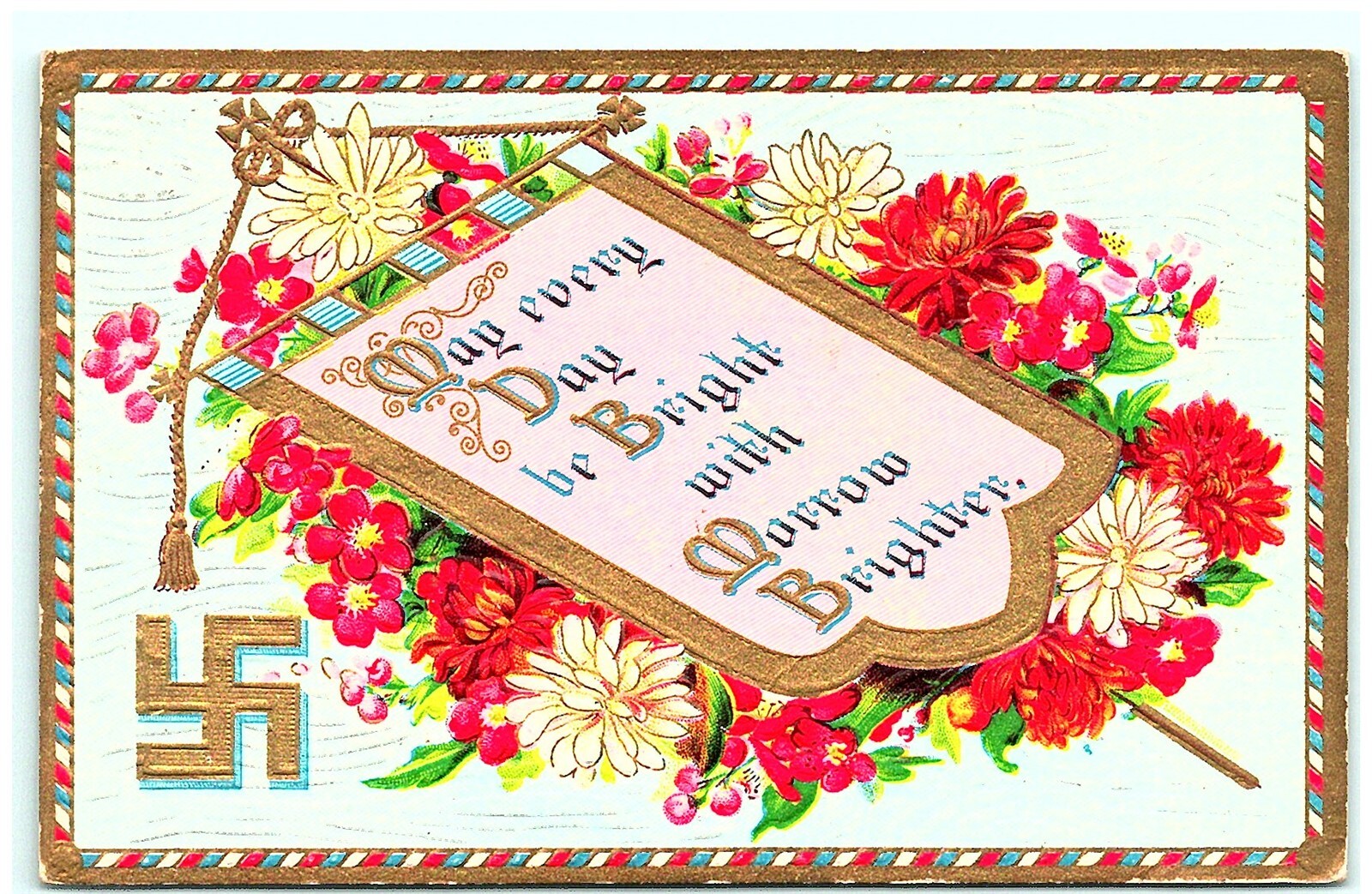 S04-5281, Good Wishes.. *1909 Pmk, ** Postcard With Swastika Sign