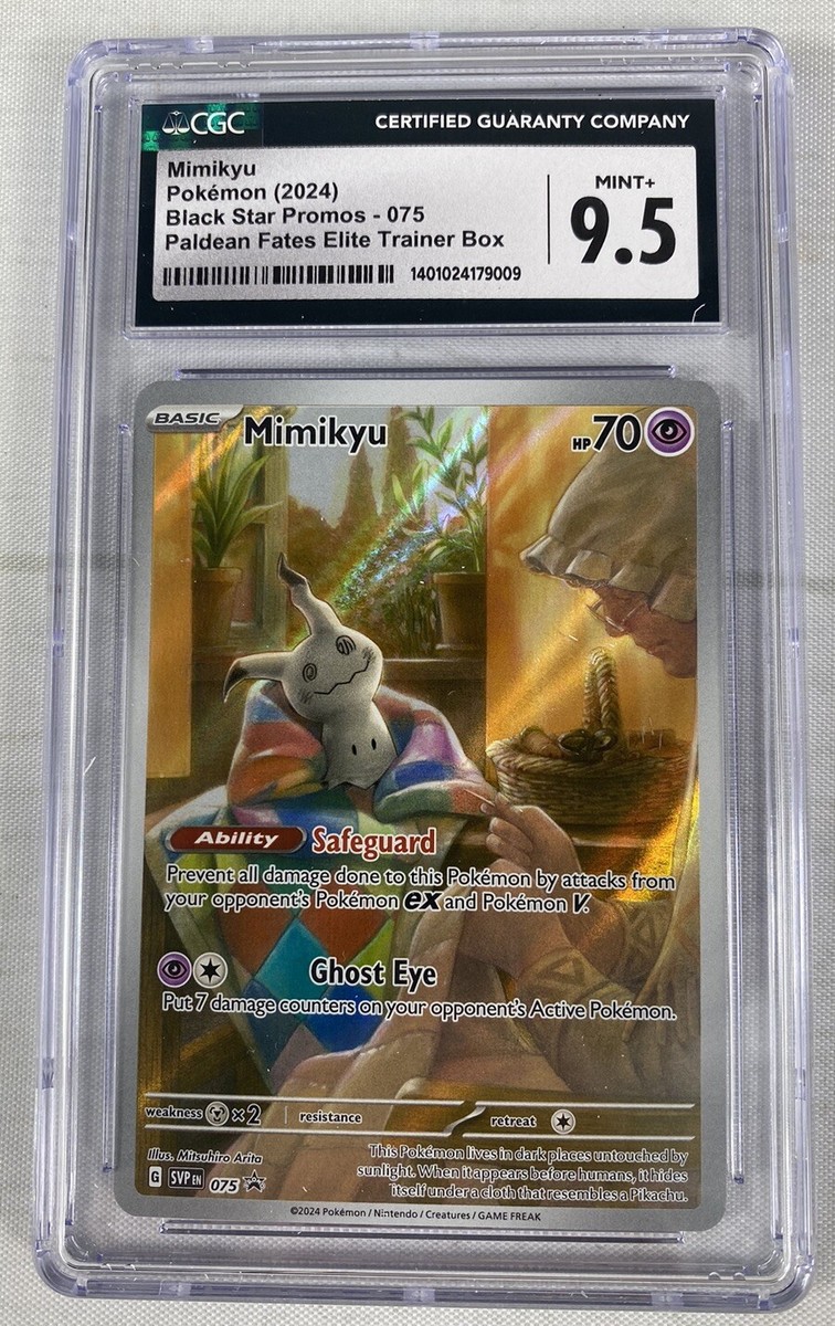 CGC 9.5 Mimikyu SVP 075 Paldean Fates ETB Black Star Promo CGC 9.5 Mimikyu SVP 075 Paldean Fates ETB Black Star Promo