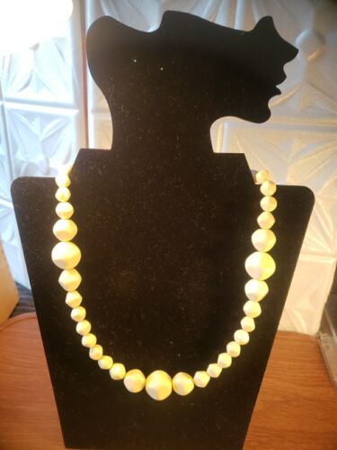 Trifari Ivory Color Beaded Lucite Necklace 12" Wo… - image 1