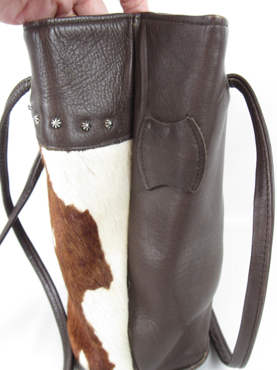 韓国商品/FORAPPEAL Western stud leather shoulder bag American West Leather Cowhide Purse Brown Shoulder Bag