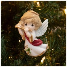 Precious Moments Angel Holding Flute Christmas Ornament 4"