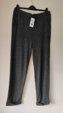 New M&S 14 M L joggers ribbed knitted tapered leg lounge bottoms dark grey