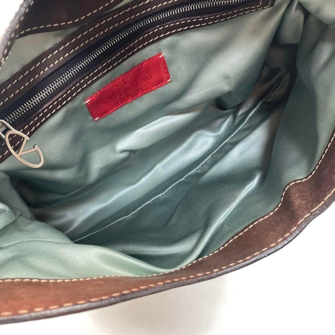 Valentino Garavani Canvas Leather Shoulder Bag Brown Beige Damaged Condition Ja thumbnail 5