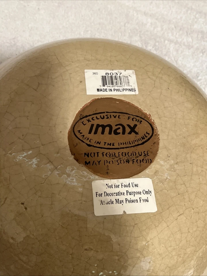 "Lindo borde decorativo de cerámica Imax marrón/bronceado 12"" hecho en Filipinas" Foto 3 de 4